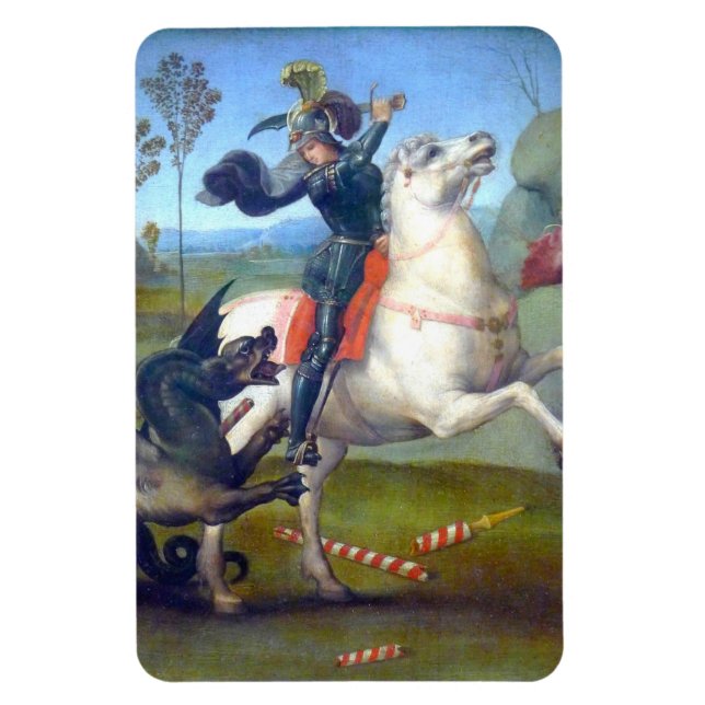 Saint George And The Dragon Painting By Raphael Magnet (Vertical)