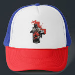 Saint George Christian Crusader Red Cross Trucker Hat<br><div class="desc">Saint George,  also george of Lydda,  was a soldier and member of the Praetorian Guard for Roman emperor Diocletian. He became one of the most venerated saints in Christianity,  and he has been especially venerated as a military saint since the Crusades.</div>