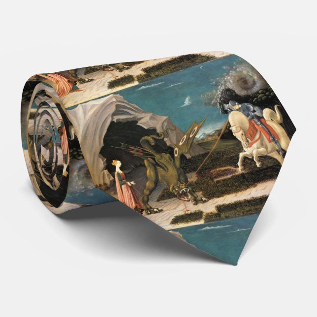 SAINT GEORGE, DRAGON AND PRINCESS by Paolo Uccello Tie (Rolled)