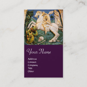 Saint George,Dragon and Princess Monogram purple Business Card