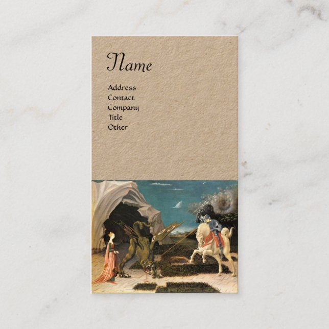 SAINT GEORGE, DRAGON AND PRINCESS Parchment Kraft Business Card (Front)