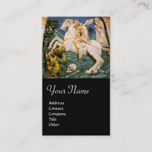 Saint George, Dragon,Princess Monogram Black Pearl Business Card