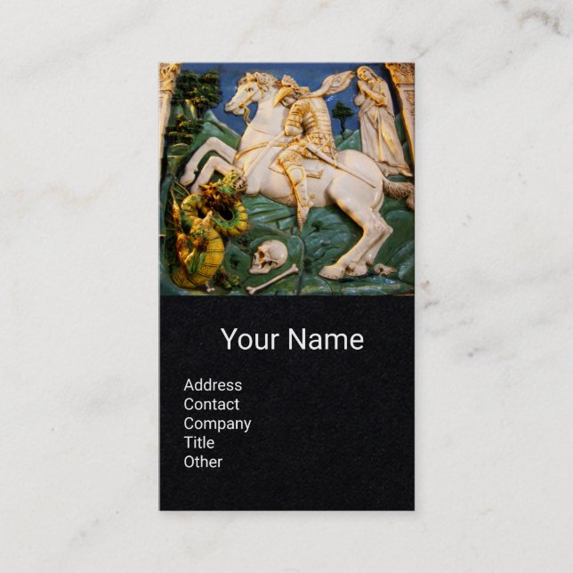 Saint George,Dragonm,Princess Monogram Plack Paper Business Card (Front)