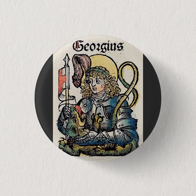Saint George from the Nuremberg Chronicle 3 Cm Round Badge (Front)