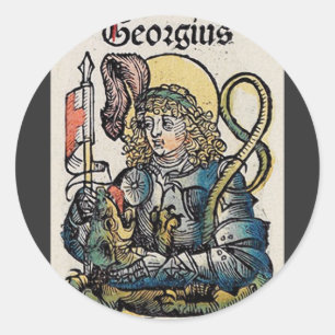 Saint George from the Nuremberg Chronicle Classic Round Sticker