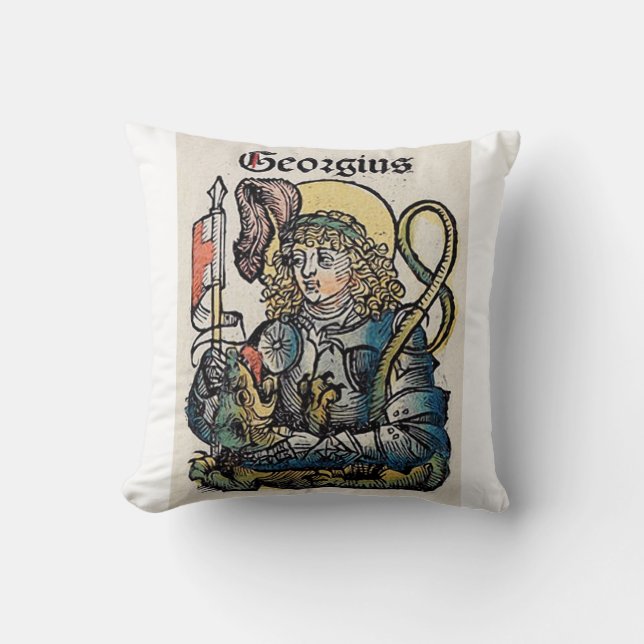 Saint George from the Nuremberg Chronicle Cushion (Front)