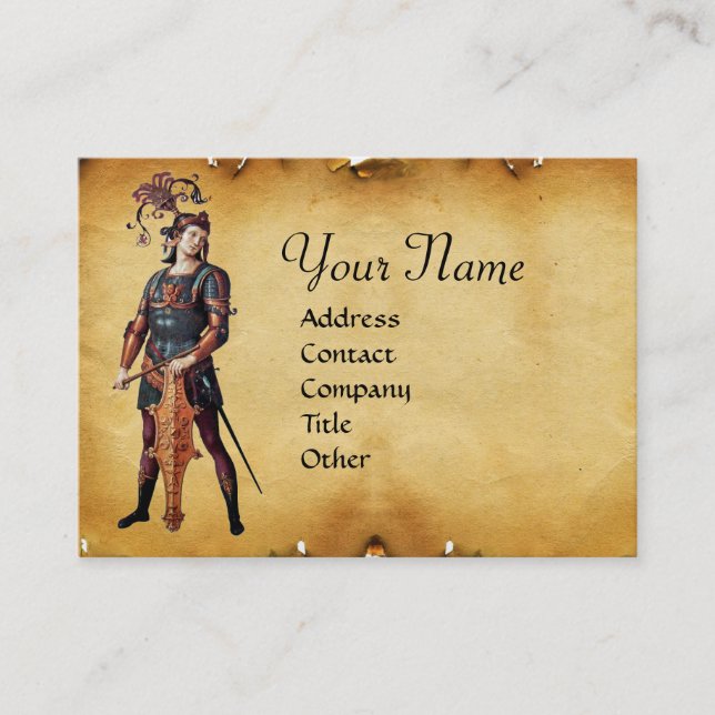 SAINT GEORGE  Old Brown Parchment Monogram Business Card (Front)