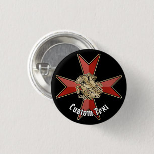 Saint George over Maltese Cross 3 Cm Round Badge