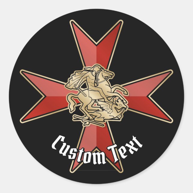 Saint George over Maltese Cross Classic Round Sticker (Front)