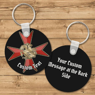 Saint George over Maltese Cross Key Ring