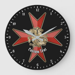 Saint George over Maltese Cross Large Clock