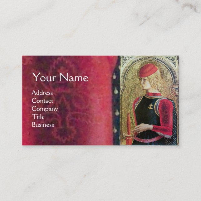 SAINT GEORGE PORTRAIT ,Red,Black,Gold Yellow Business Card (Front)