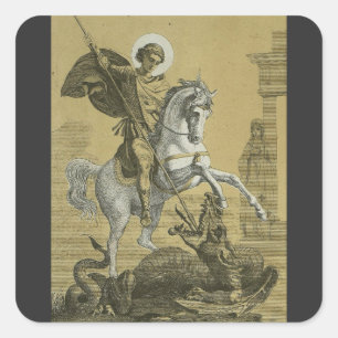 Saint George – Premium "Sunburst Gold" Art Square Sticker