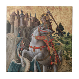 Saint George Slaying Dragon Carlo Crivelli Paintin Tile