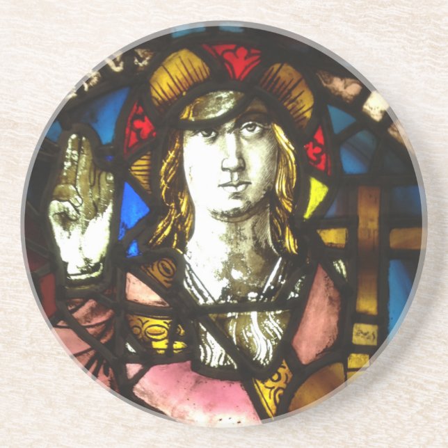 Saint George the Dragon Slayer in Stained Glass Coaster (Front)
