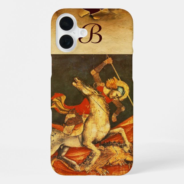 Saint George's Battle with the Dragon Monogram iPhone Case (Back)