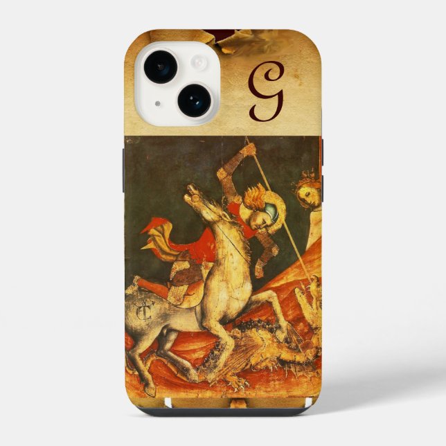 Saint George's Battle with the Dragon Monogram iPhone Case (Back)
