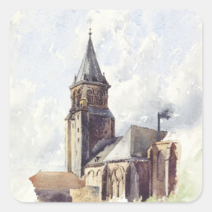 Saint Germain des Pres Church Paris Square Sticker