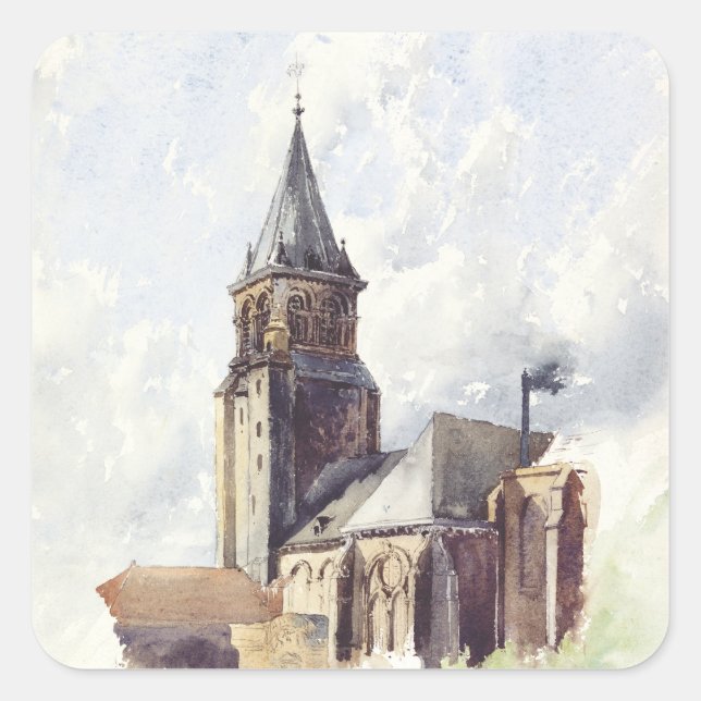 Saint Germain des Pres Church Paris Square Sticker (Front)