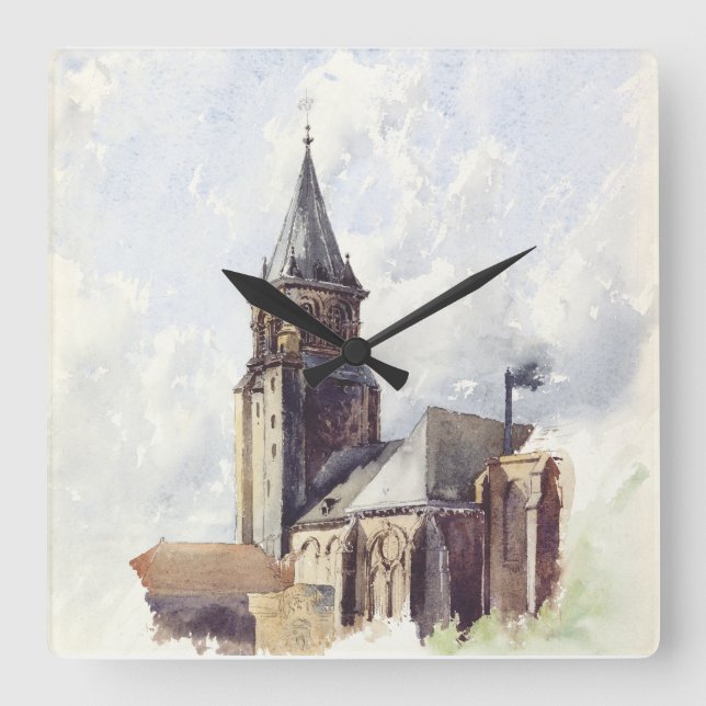 Saint Germain des Pres Church Paris Square Wall Clock (Front)