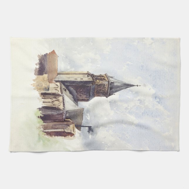 Saint Germain des Pres Church Paris Tea Towel (Horizontal)