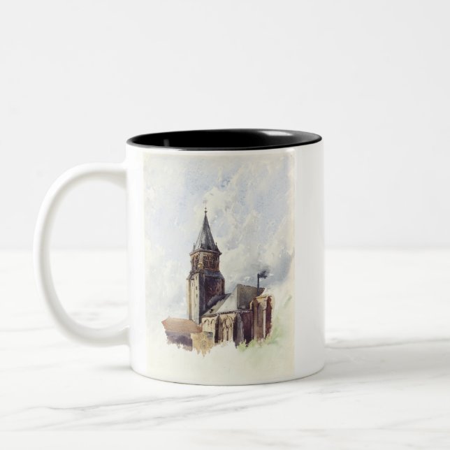 Saint Germain des Pres Church Paris Two-Tone Coffee Mug (Left)