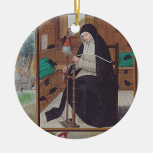 Saint Gertrude of Helfta by Simon Bening Ceramic Tree Decoration