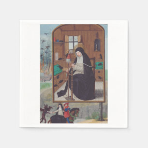 Saint Gertrude of Helfta by Simon Bening Napkin