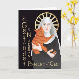 Saint Gertrude of Nivelles, Protector of Cats Card