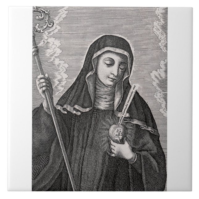 Saint Gertrude the Great German Benedictine mystic Tile (Front)