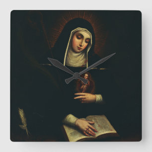 Saint Gertrude the Great German Benedictine Square Wall Clock