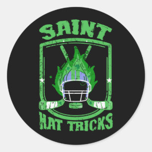 Saint Hat Tricks Hockey Shamrock Helmet St Patrick Classic Round Sticker