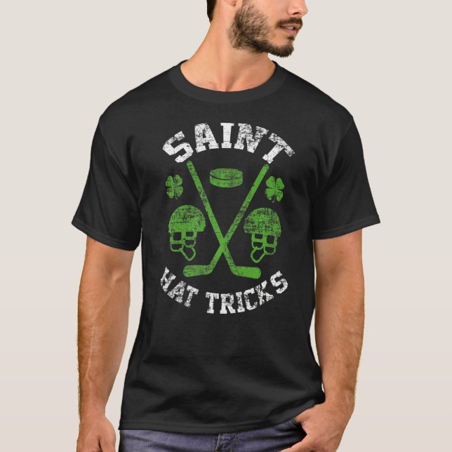 Saint Hattrick st Patrick's Day Hockey Hat Tricks  T-Shirt (Front)