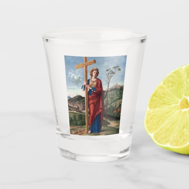 Saint Helena with the True Cross Sacred Art Shot Glass (Front)