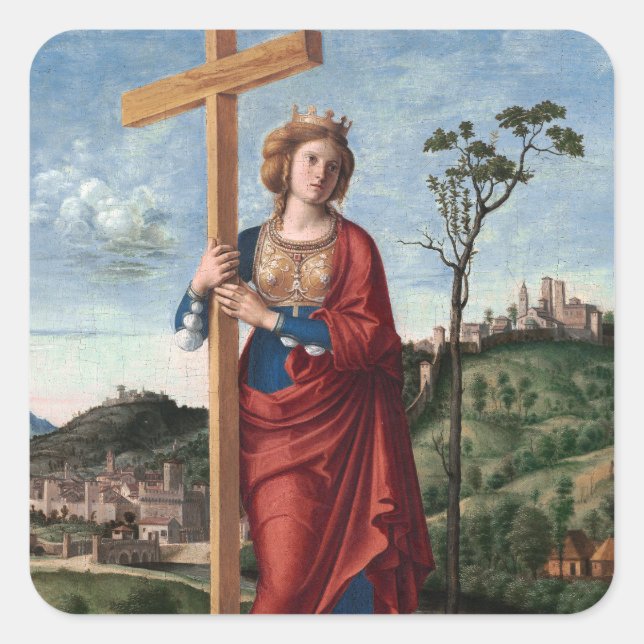 Saint Helena with the True Cross Sacred Art Square Sticker (Front)