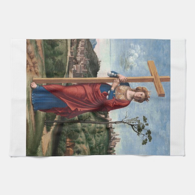 Saint Helena with the True Cross Sacred Art Tea Towel (Horizontal)