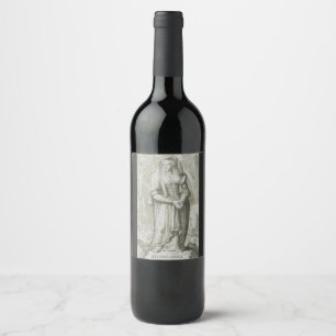 Saint Hildegard of Bingen Medieval Mystic Art Wine Label