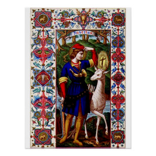 Saint Hubert of Liege with the stag Poster