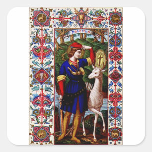 Saint Hubert of Liege with the stag Square Sticker