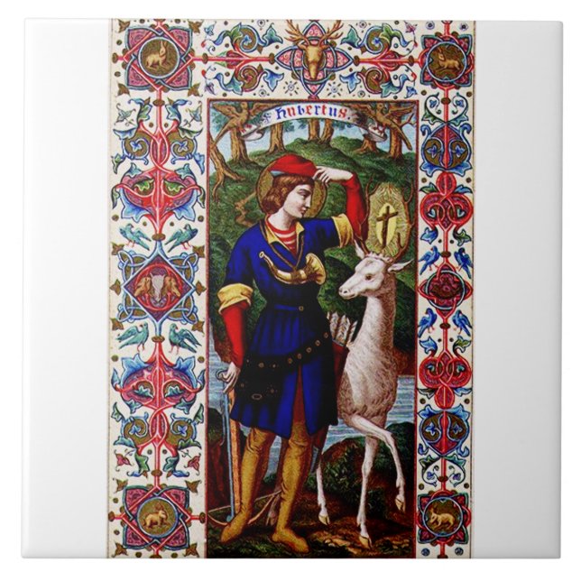 Saint Hubert of Liege with the stag  Tile (Front)