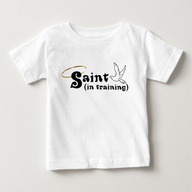 Saint in Training baby tee with wings (Front)