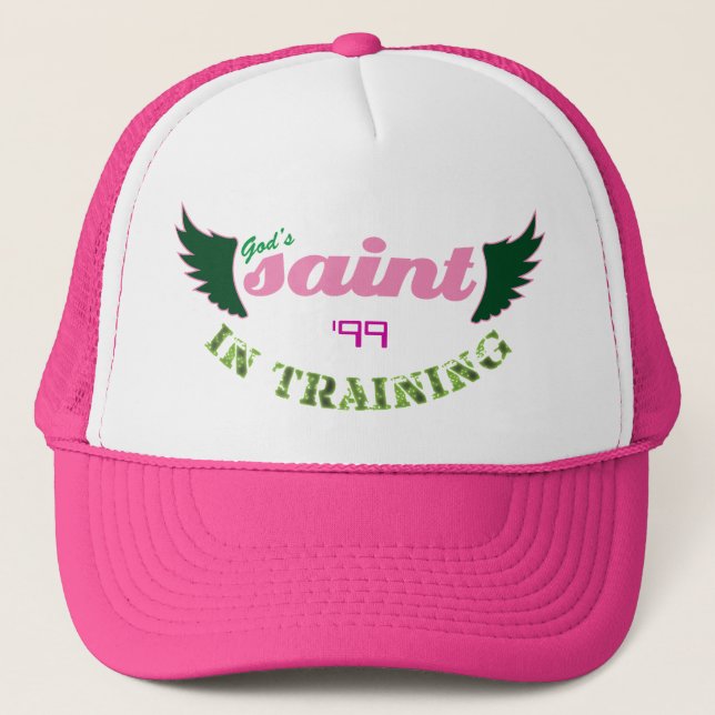 Saint in Training (pink) hat (Front)