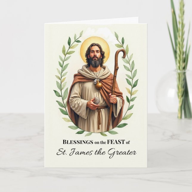 Saint James the Greater Feast Day Leafy Wreath Card (Front)