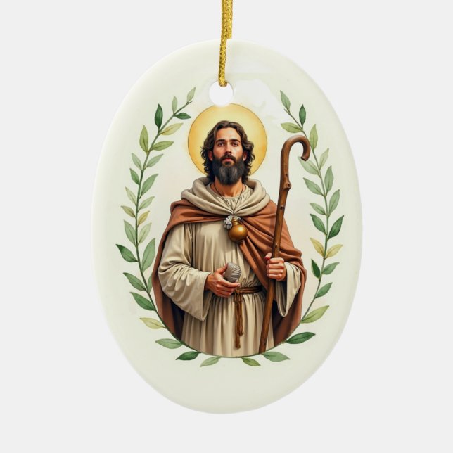 Saint James the Greater God's Peace and Blessings Ceramic Tree Decoration (Front)
