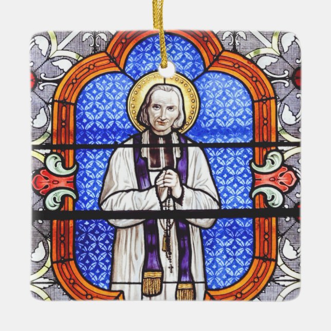 Saint Jean Vianney Premium Soul Guide Art Print Ceramic Ornament (Front)