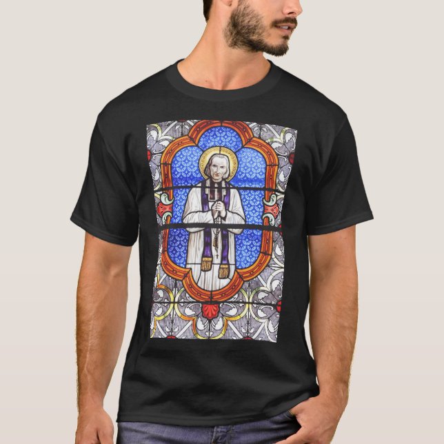 Saint Jean Vianney Premium Soul Guide Art Print T-Shirt (Front)