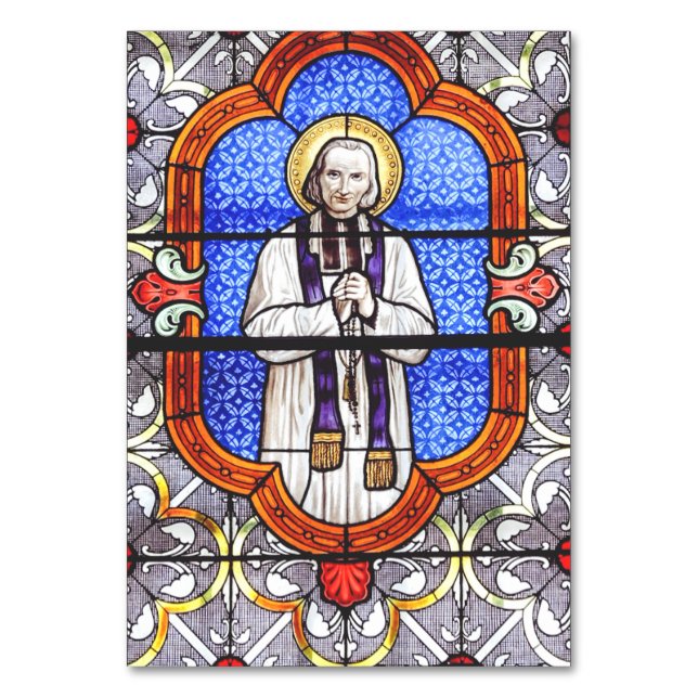 Saint Jean Vianney Premium Soul Guide Art Print Table Number (Front)