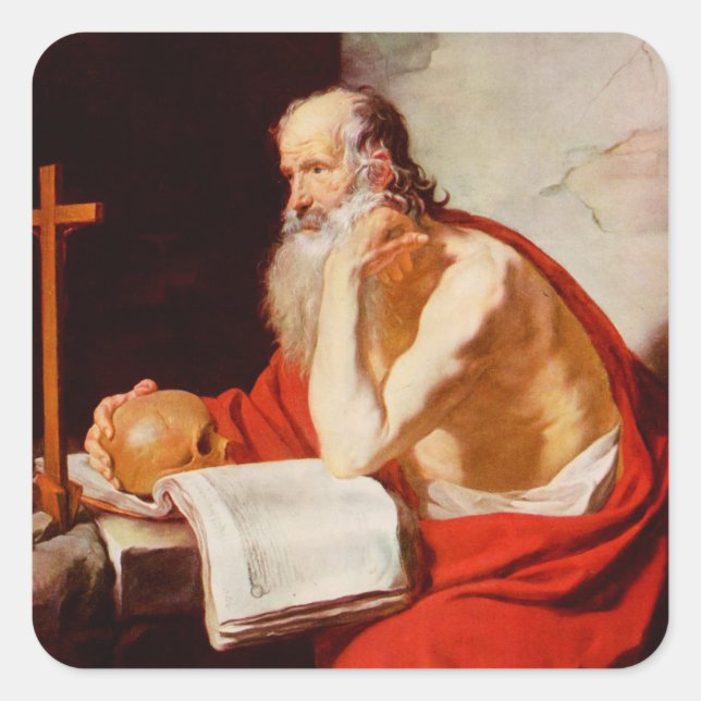 Saint Jerome Father of Biblical Scholarship Square Sticker (Front)