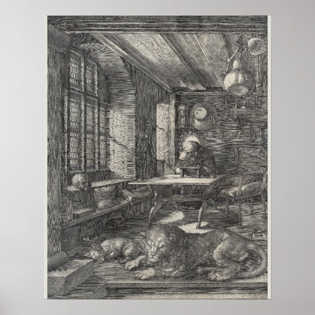 Saint Jerome in His Study by Albrecht Durer Poster (Front)