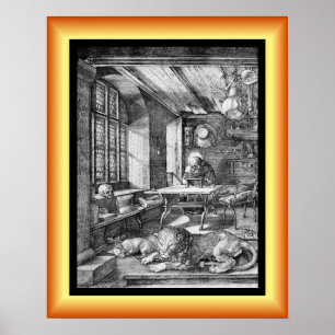 Saint Jerome in His Study ~ Engraving 1521 ~  Poster